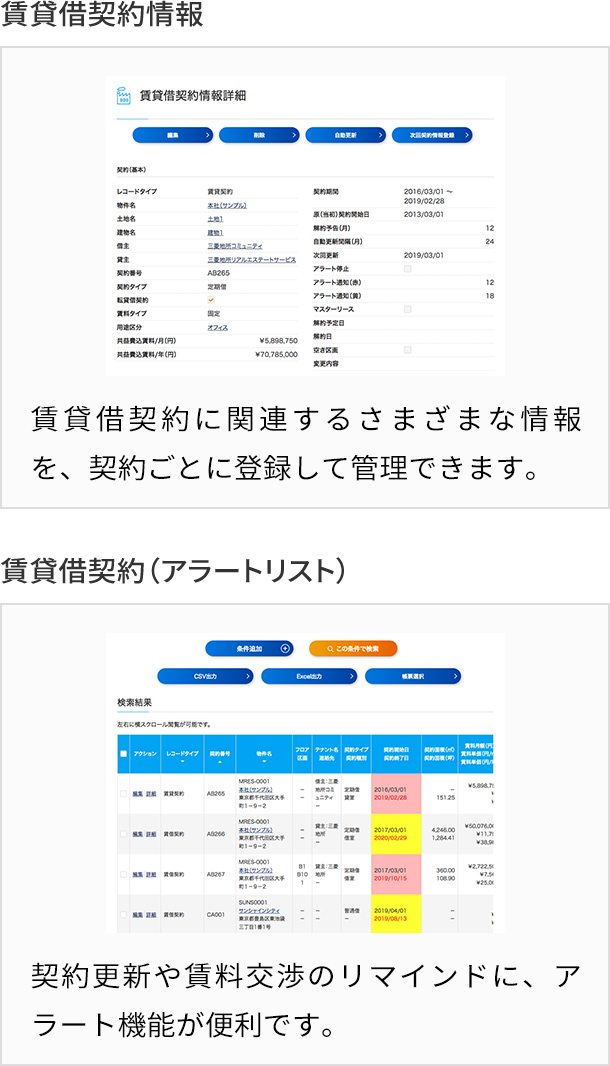 賃貸借契約情報・賃貸借契約（アラートリスト）