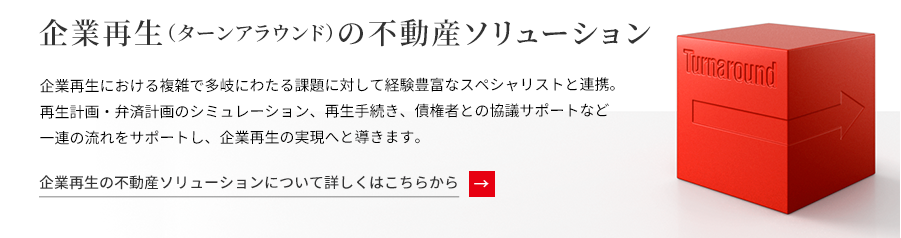 企業再生の不動産ソリューションについて、こちらから詳しくご覧いただけます。