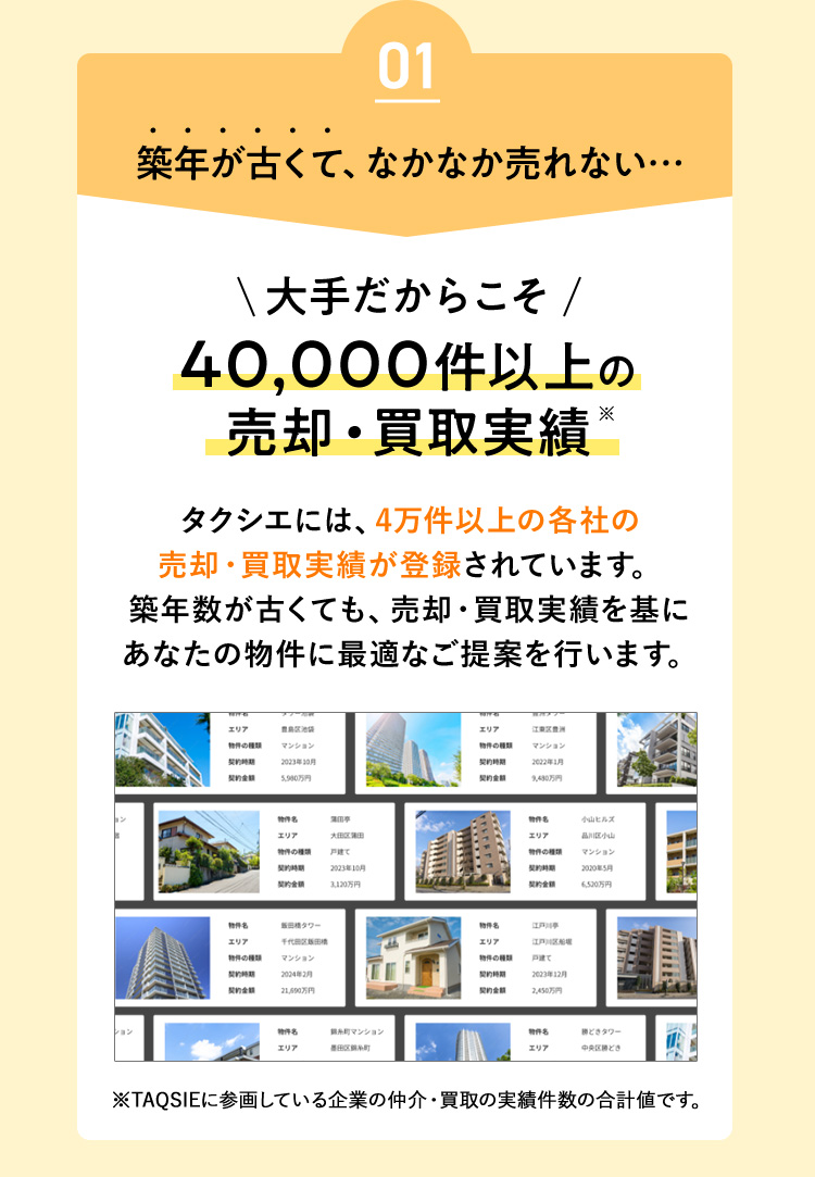 01 築年が古くて、なかなか売れない…