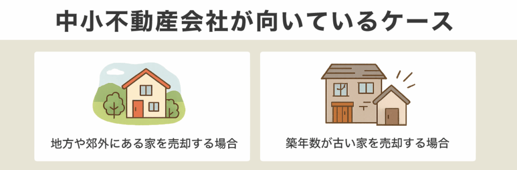 中小不動産会社が向いているケース | 不動産の売却・査定のお役立ちメディア不動産売却マスター 中小不動産会社が向いているケース